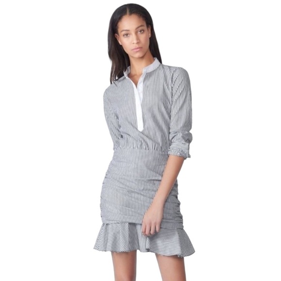 Veronica Beard - Everett Preppy Striped 3/4 Sleeve Ruffle Mini Dress Sz S - Picture 1 of 10